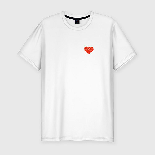 Мужская slim-футболка Сердце штрихами / Белый – фото 1