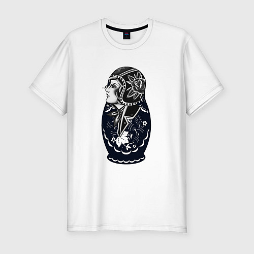 Мужская slim-футболка Мото матрёшка / Белый – фото 1