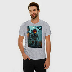 Футболка slim-fit Тыква Джек космонавт, цвет: меланж — фото 2