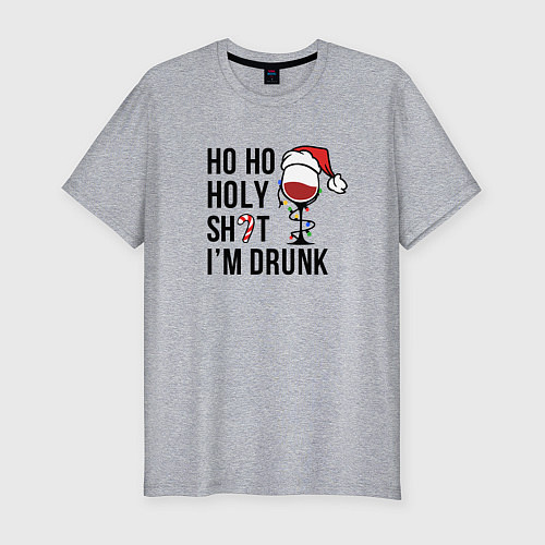 Мужская slim-футболка Im drink - New Year / Меланж – фото 1