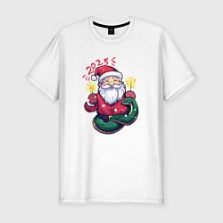 Футболка slim-fit Змея и Дед мороз, цвет: белый