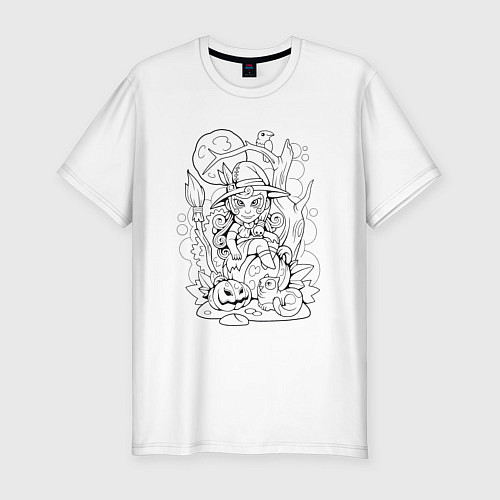 Мужская slim-футболка Милая маленькая ведьма / Белый – фото 1