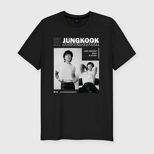 Мужская slim-футболка Jungkook bts seven / Черный – фото 1