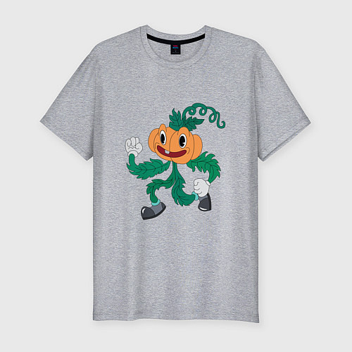 Мужская slim-футболка Бегущая тыква / Меланж – фото 1