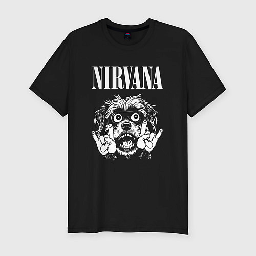 Мужская slim-футболка Nirvana rock dog / Черный – фото 1