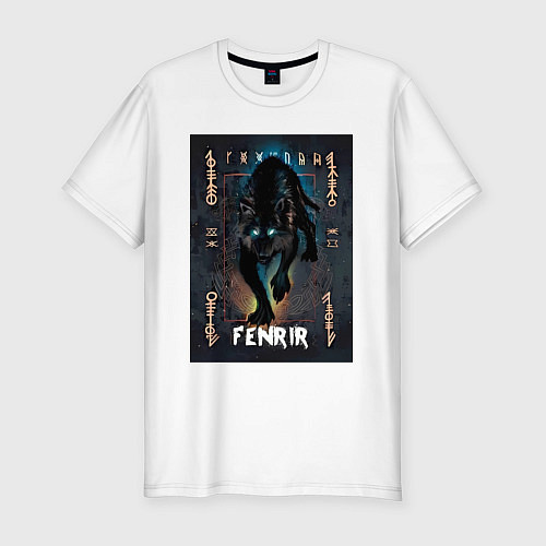 Мужская slim-футболка Fenrir black vinyl / Белый – фото 1