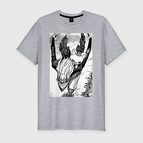 Мужская slim-футболка Дандадан: Кэн Такакура / Меланж – фото 1