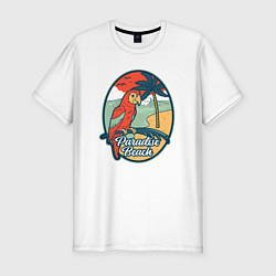 Футболка slim-fit Райский пляж, цвет: белый