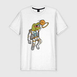 Футболка slim-fit Динозавр баскетболист, цвет: белый