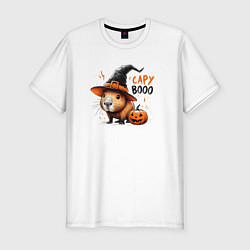 Футболка slim-fit Capybara in halloween on, цвет: белый