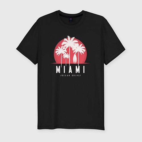 Мужская slim-футболка Miami ocean drive / Черный – фото 1