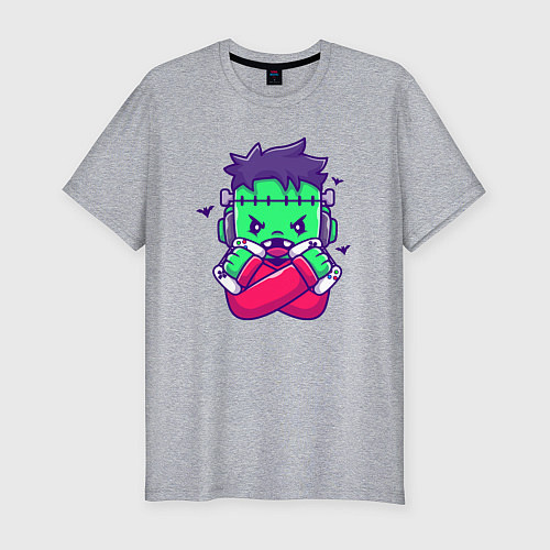 Мужская slim-футболка Франкенштейн геймер / Меланж – фото 1