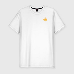 Мужская slim-футболка Мы русские с нами Бог малая Ника 2 желтая