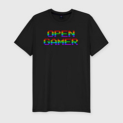 Мужская slim-футболка Open gamer logo