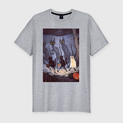 Футболка slim-fit Коты на хэллоуин, цвет: меланж