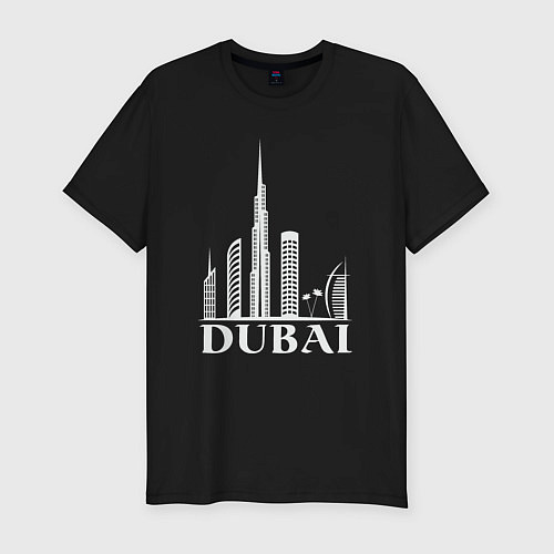 Мужская slim-футболка City - Dubai / Черный – фото 1