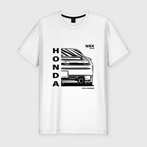 Мужская slim-футболка Honda nsx acura vtec powered / Белый – фото 1