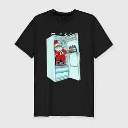 Футболка slim-fit Санта в холодильнике, цвет: черный