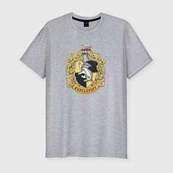 Футболка slim-fit Hufflepuff факультет университета Хогвартс с барсу, цвет: меланж