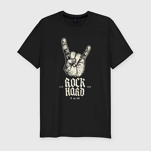 Мужская slim-футболка Тяжёлый рок не остановить / Черный – фото 1