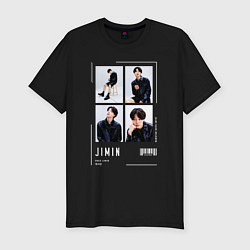 Футболка slim-fit Jimin bts selfie, цвет: черный