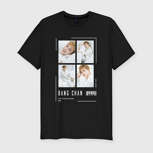 Мужская slim-футболка Bang chan stray kids cute / Черный – фото 1