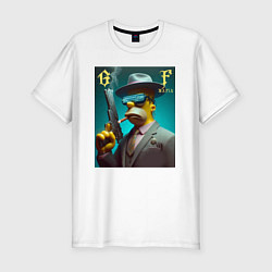 Футболка slim-fit Homer Simpson with pistol - godfather, цвет: белый