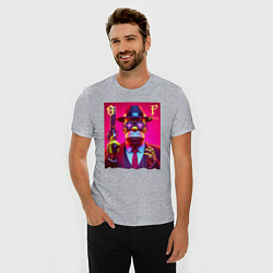 Футболка slim-fit Cyber godfather Homer Simpson - mafia, цвет: меланж — фото 2