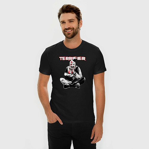 Мужская slim-футболка Clown Art holding a baby / Черный – фото 3