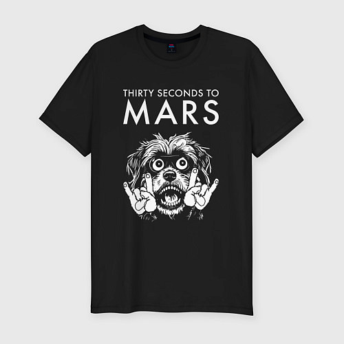 Мужская slim-футболка Thirty Seconds to Mars rock dog / Черный – фото 1