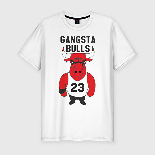 Мужская slim-футболка Gangsta Bulls 23 / Белый – фото 1