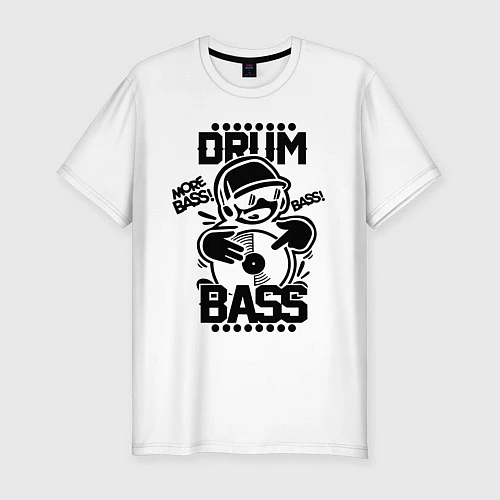 Мужская slim-футболка Drum n Bass: More Bass / Белый – фото 1