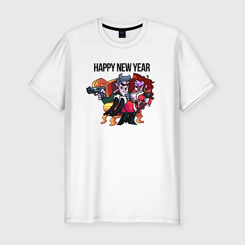 Мужская slim-футболка Friday Night Funkin - Happy New Year / Белый – фото 1