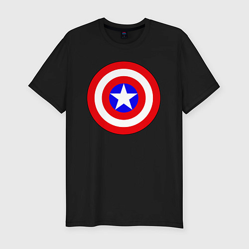 Мужская slim-футболка Captain America logo / Черный – фото 1