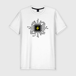 Футболка slim-fit Микросхема с молнией, цвет: белый