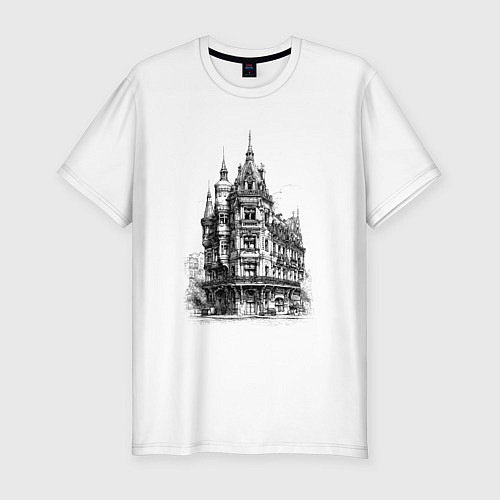 Мужская slim-футболка Старинный дом / Белый – фото 1