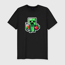 Футболка slim-fit Minecraft крипер с маком, цвет: черный