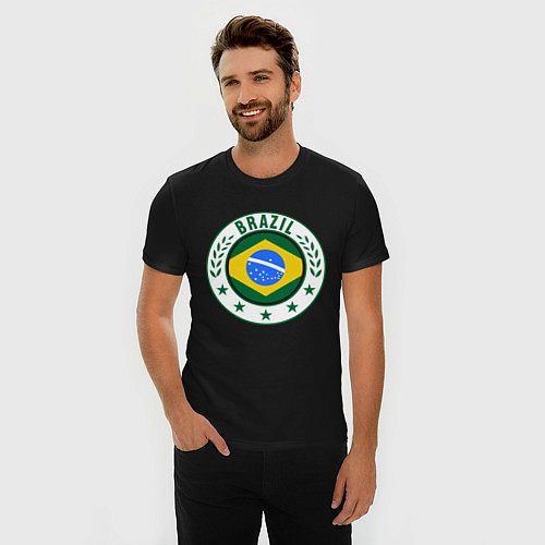 Мужская slim-футболка Brazil 2014 / Черный – фото 3