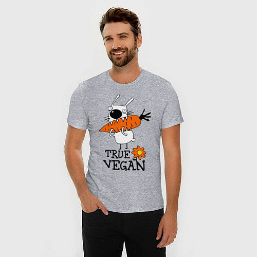 Мужская slim-футболка True vegan (истинный веган) / Меланж – фото 3