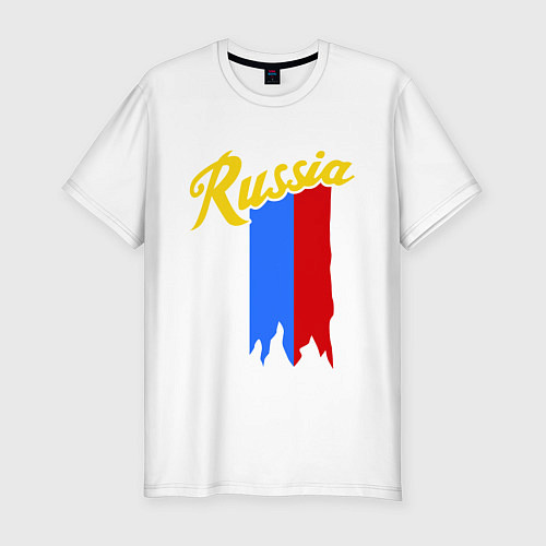 Мужская slim-футболка Russia: tricolor / Белый – фото 1