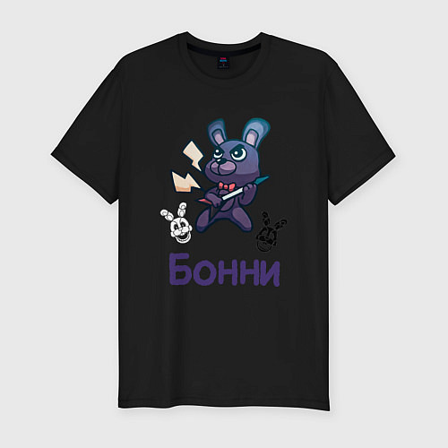 Мужская slim-футболка Бонни, FNAF - Five nights at Freddys / Черный – фото 1