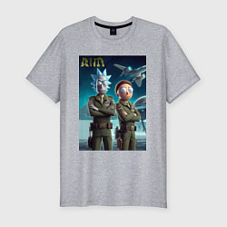 Футболка slim-fit Rick and Morty - air force нейроарт, цвет: меланж