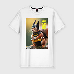 Футболка slim-fit Bat squirrel - oreshnik meme, цвет: белый