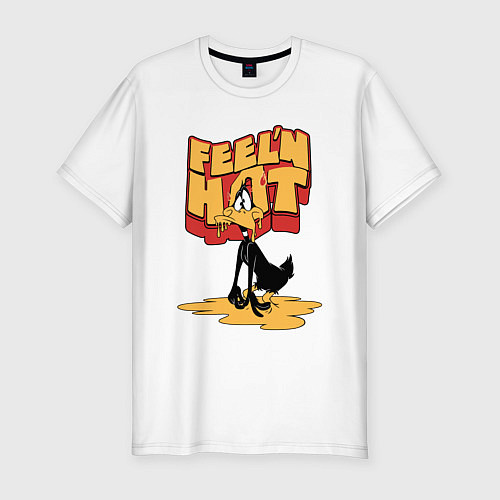 Мужская slim-футболка Даффи Дак тает от жары / Белый – фото 1