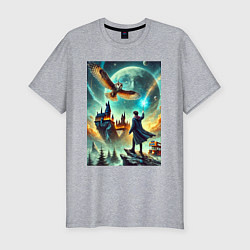 Футболка slim-fit Harry Potter and owl - Hogwarts, цвет: меланж