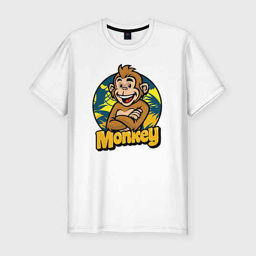 Мужская slim-футболка Monkey jungle / Белый – фото 1
