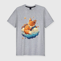 Футболка slim-fit Лисенок спит на облаке, цвет: меланж