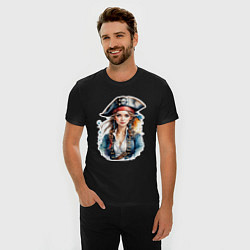 Футболка slim-fit Девушка пиратка, цвет: черный — фото 2