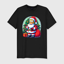 Футболка slim-fit Santa Simpson - ai art, цвет: черный