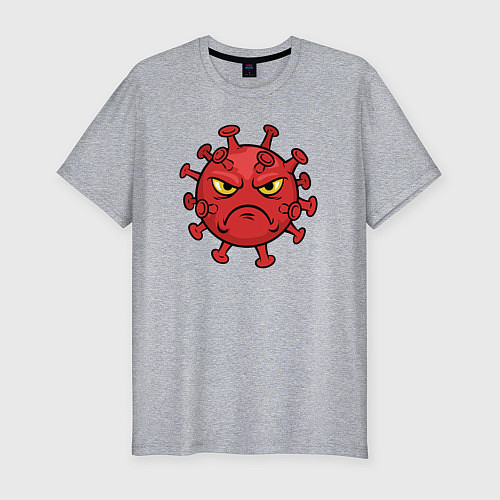 Мужская slim-футболка Хмурый вирус / Меланж – фото 1